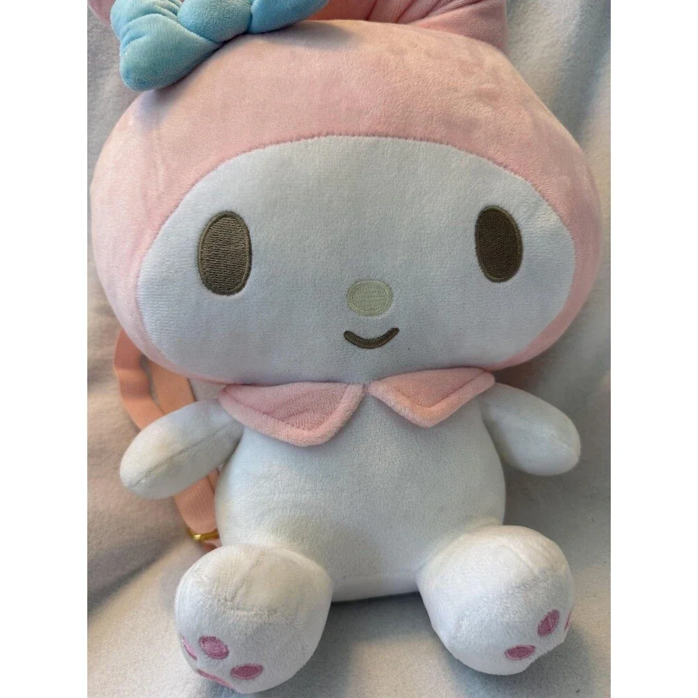 Sanrio My Melody Backpack Girls Small Pink Plush Velour Bow Adjustable Straps - Picture 2 of 9